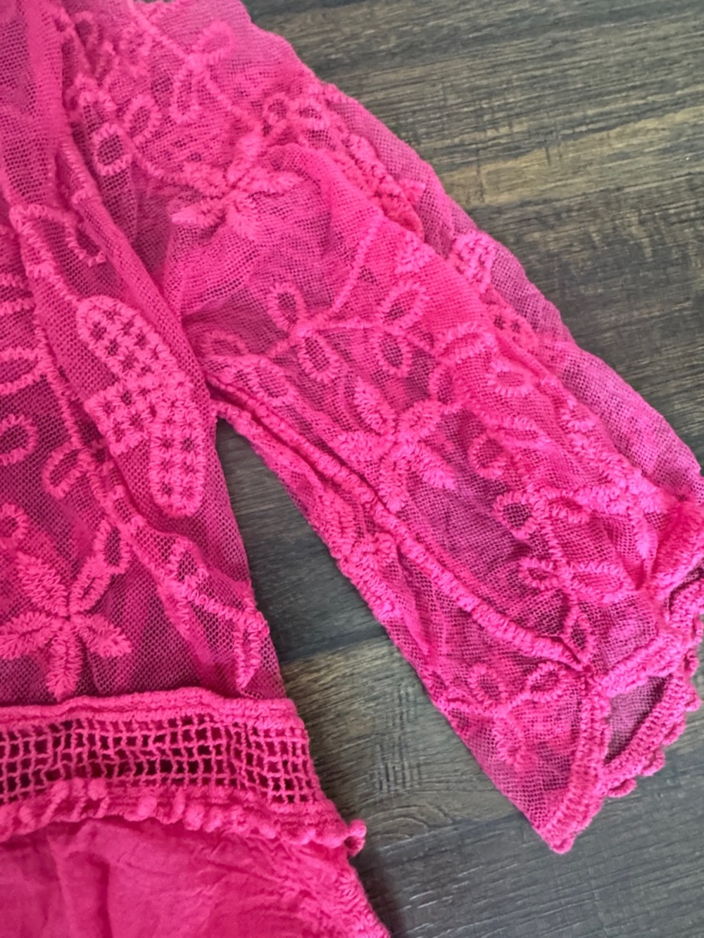 Hot Pink Lace Boho Tunic cover up - Picture 3 of 4